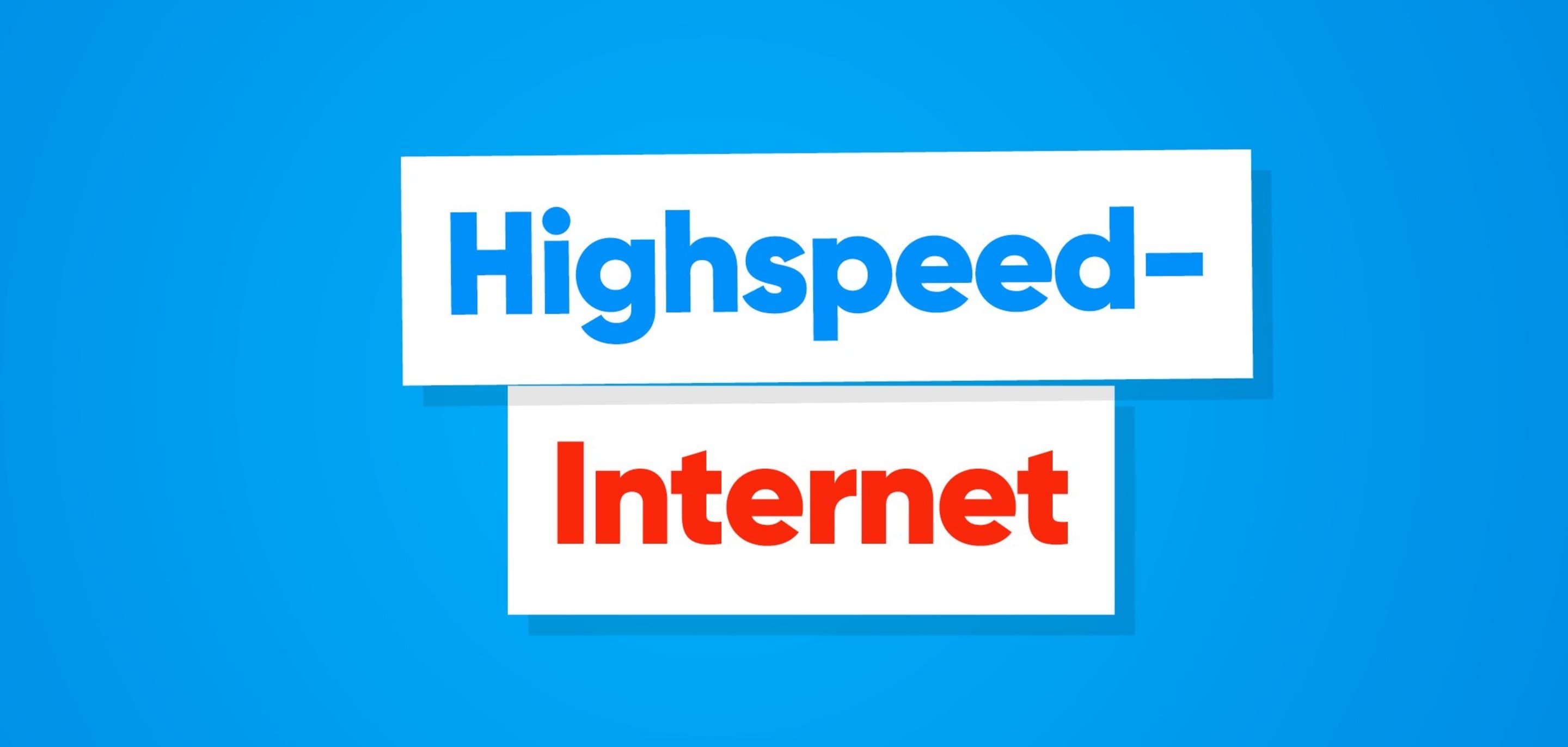 Highspeed-Internet mit DSL/Kabel Blauer Hintergrund, auf dem Highspeed-Internet steht