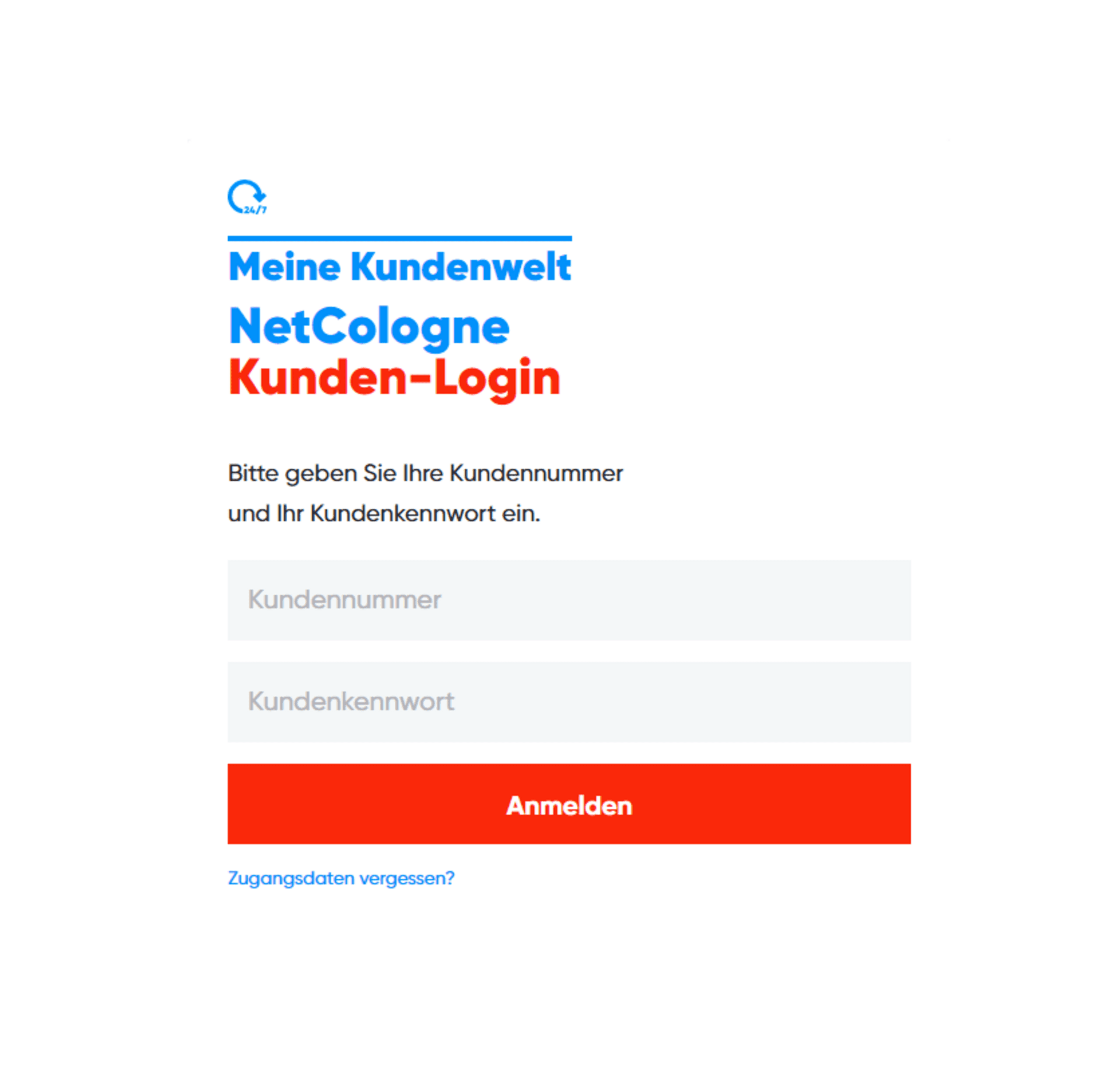 Abbildung LogIn-Maske "MeineKundenwelt".