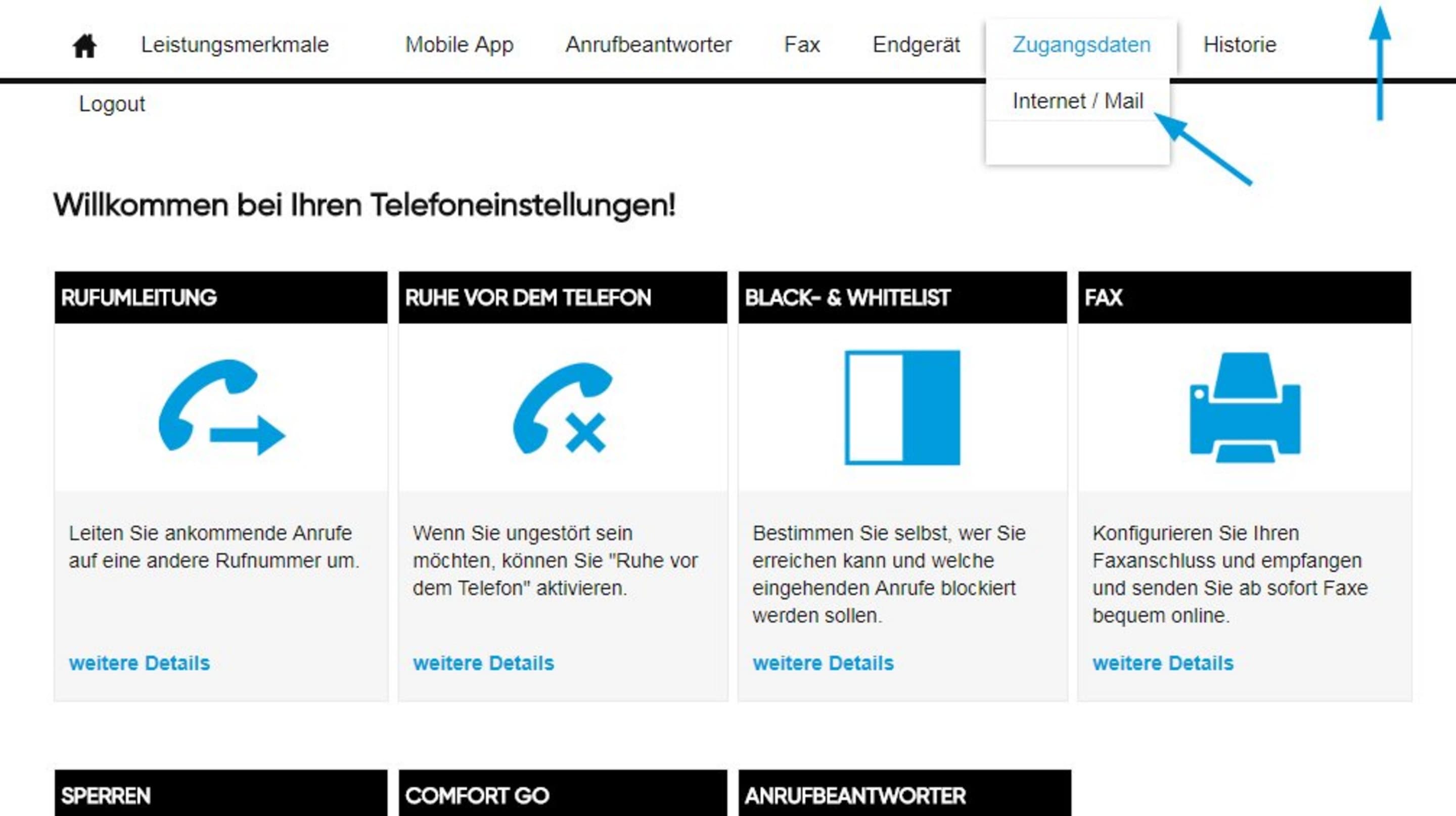 Screenshot ComCenter Internet und Mail Screenshot ComCenter Internet und Mail