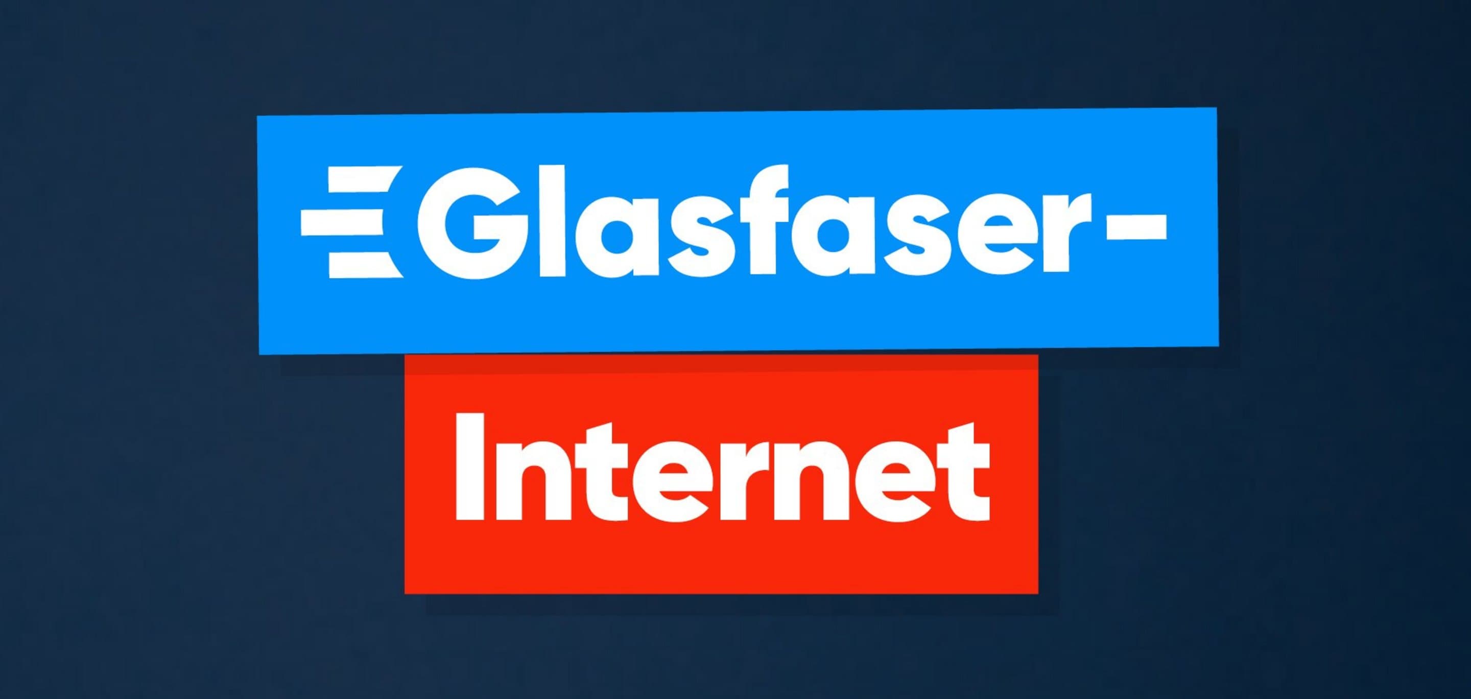 Glasfaser-Tarife Angebot Dunkelblauer Hintergrund mit blauem und roten Balken Glasfaser-Internet