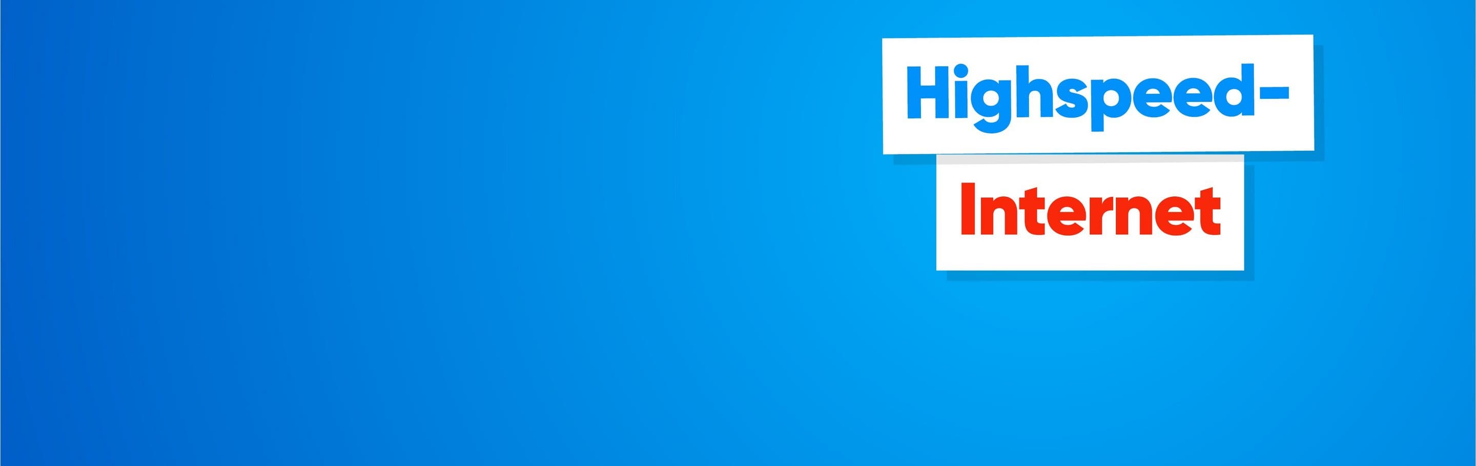 Highspeed-Internet mit DSL/Kabel Blauer Hintergrund auf dem Highspeed-Internet steht