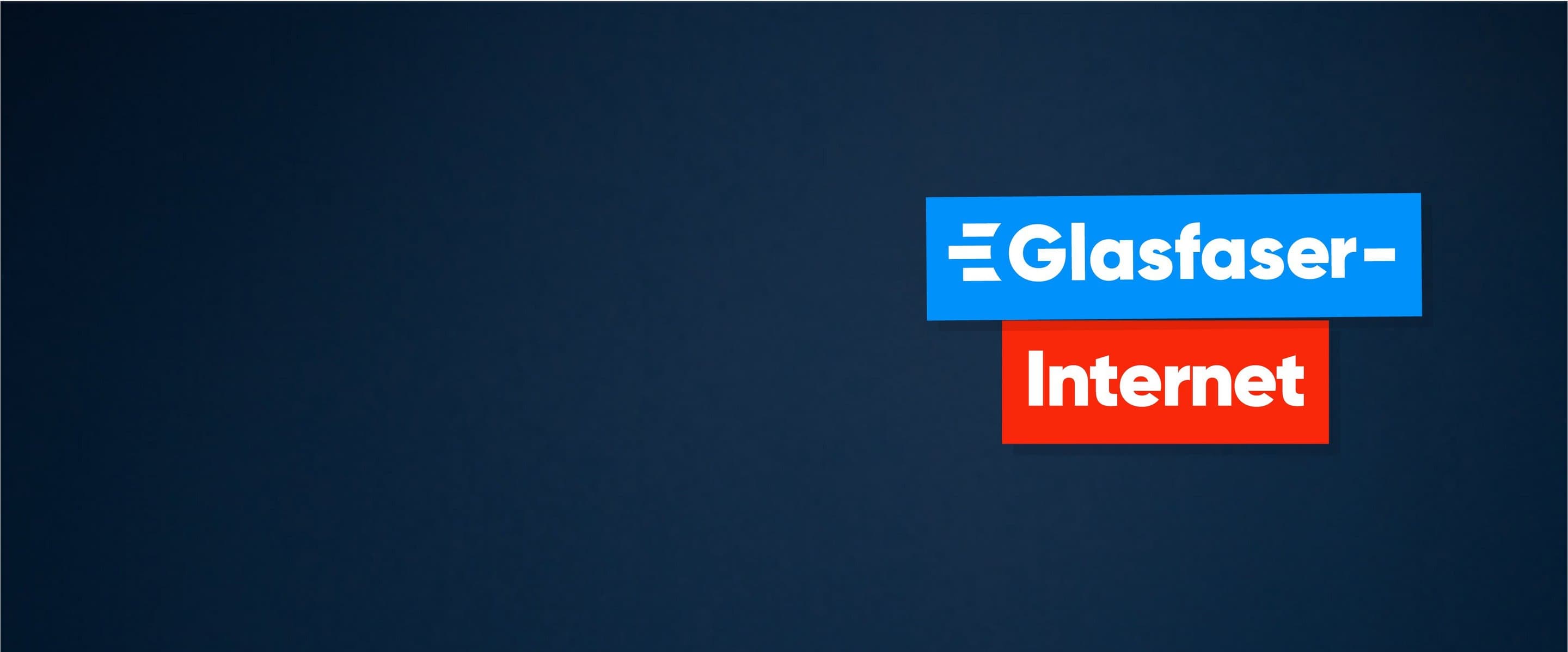Glasfaser-Internet Werbestörer mit blauem und roten Balken auf dem Glasfaser-Internet steht